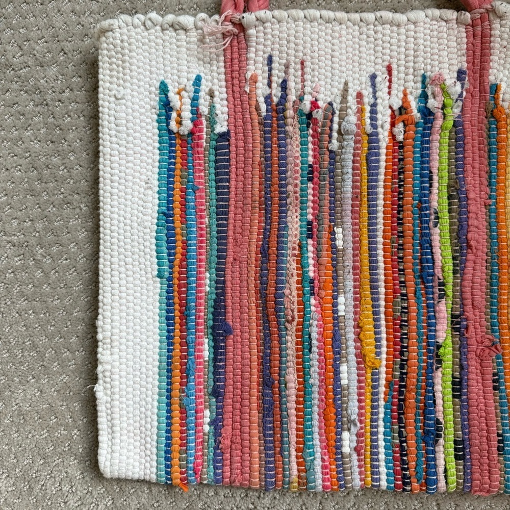 Urban Outfitters Ecote 100% Hand Woven Colorful Boho Braided Straps Tote - Picture 3 of 10